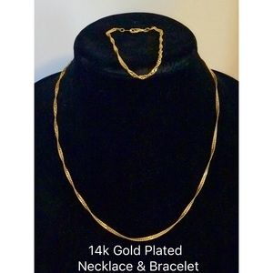 14k Gold Plated Necklace & Bracelet Set